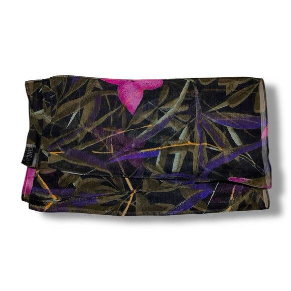 Black & Purple Rectangular Scarf 66” X 14.5” Women Scarve - Picture 3 of 3